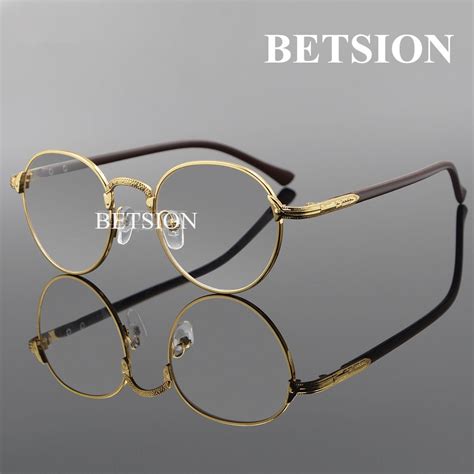 Betsion Vintage Oval Gold Eyeglass Frame Man Women Plain Glasses Clear