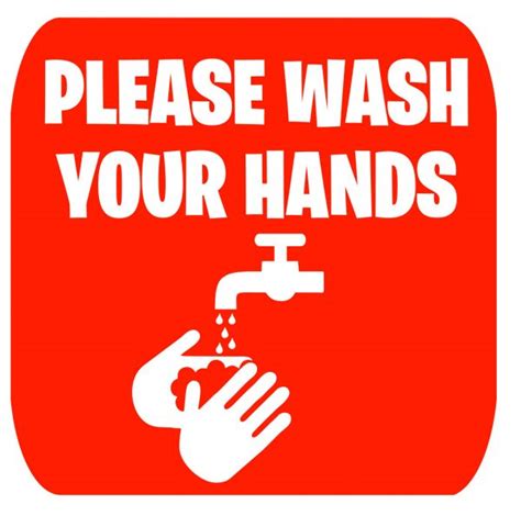 Set Of 5 Please Wash Your Hands Vinyl Sign Wall Safety Sticker
