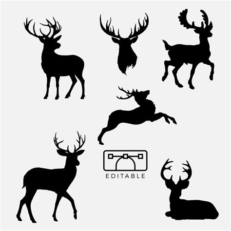 Premium Vector Deer Set Silhouette Vector Illustrations