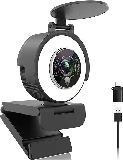 Angetube Streaming P HD Webcam Built In Adjustable Ring Light And Mic Advanced Autofocus AF