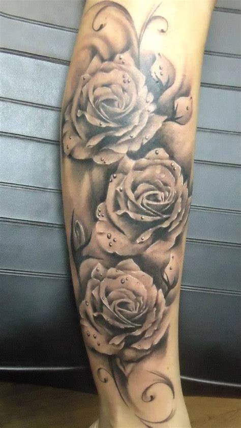 Realistic Roses With Dew Drops Forearm Tattoo Rose Tattoos For Men