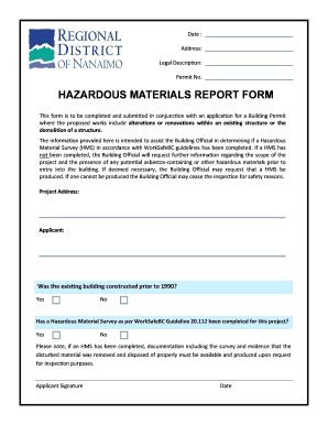 Fillable Online HAZARDOUS MATERIALS REPORT FORM Fax Email Print PdfFiller