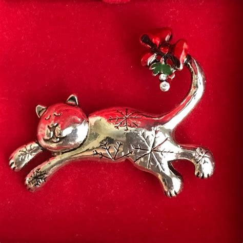 Macys Jewelry Christmas Cat Brooch Poshmark