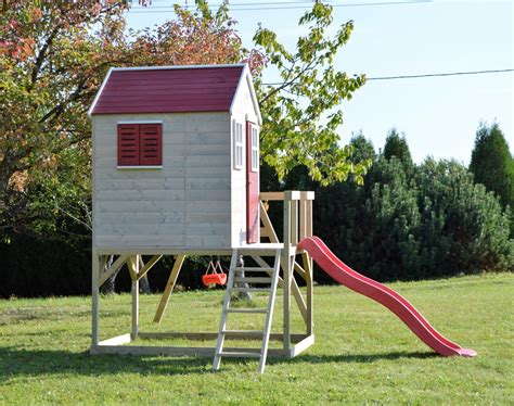 Robin Wooden Playhouse With Single Swing And Slide Hennessy Outdoors