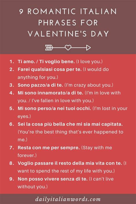 Romantic Italian Phrases For Valentines Day Italian Words Italian