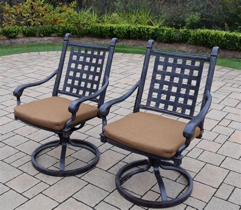 Cw chair patio swivel dining chairs cast aluminum high back outdoor rocker with cushion, weather resistant metal furniture set for lawn garden backyard, set of 2, dark brown. Set of 2 Jet Black Aluminum Outdoor Patio Swivel Chairs ...