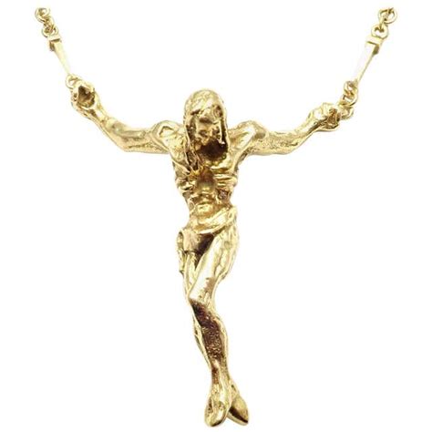 Salvador Dali Christ Saint John On The Cross Gold Necklace Bracelet At