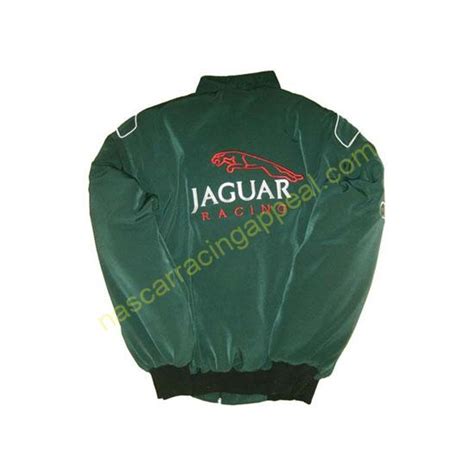 Jaguar Racing Jacket Green And White Piping Nascar Jacket