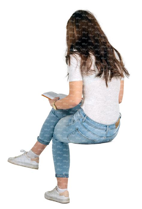 Woman Sitting And Reading A Book Seen From Behind Vishopper