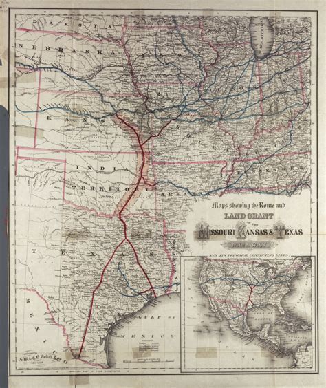 A Map Of The Route And Land Grant Of The Missouri Kansas And Texas