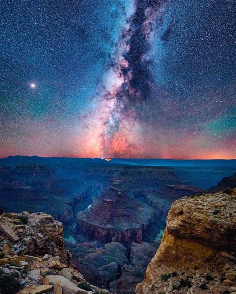 Milky Way Over The Grand Canyon In Arizona Theres Also A Wildfire In