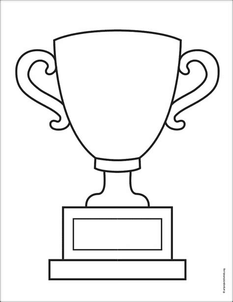 Easy How To Draw Trophy Tutorial And Trophy Coloring Page