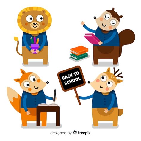 Free Vector Back To School Animal Collection With Lion