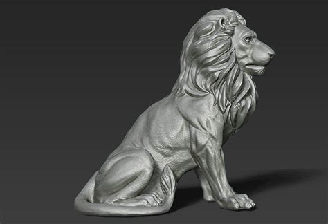 Lion Sculpture 3d Print Model 3d Model Obj Fbx Stl 8 Animais