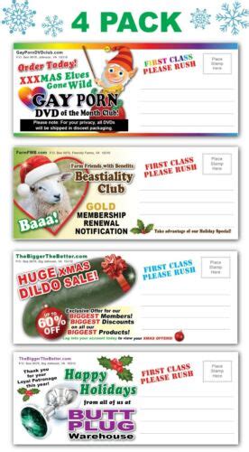 4 Pack Adult Prank Mail Postcards Funny Gay Porn Joke Gag T Christmas Cards Ebay