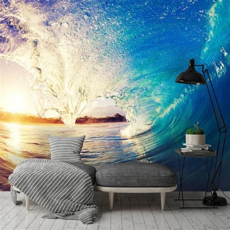Removable Wallpaper Mural Peel And Stick Beautiful Ocean Wave Etsy In