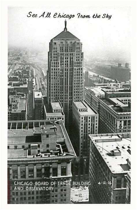 Postcard Chicago Board Of Trade Building And Observatory Aerial See All Of Chicago From