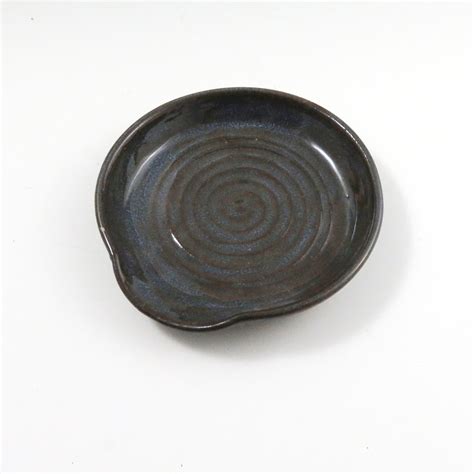 * chrome spoon rest frame has a removable ceramic dish for easy cleaning. Pottery Spoon Rest,Blue ceramic spoon rest,Blue kitchen ...