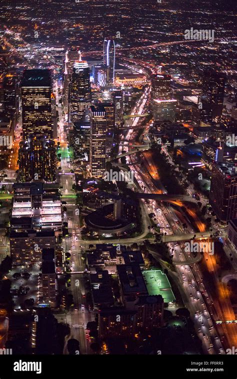 Aerial View Of Los Angeles Cityscape California United States Stock