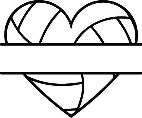 Heart Shape Volleyball Ball Split Text Frame Sport Free Svg File Svg