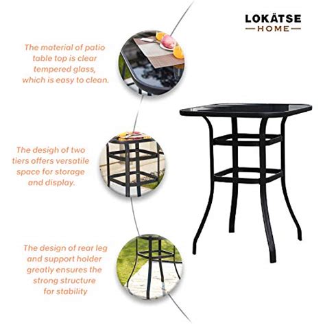 Lokatse Home Bar Height Counter Tall Patio Table Outdoor Bistro Glass