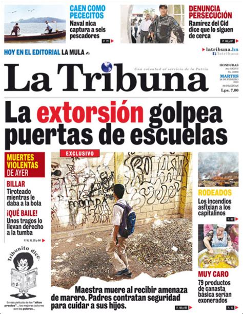 Periódico La Tribuna Honduras Periódicos De Honduras Edición De Martes 26 De Febrero De