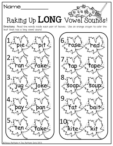 Long And Short Vowel Sounds Worksheets Free