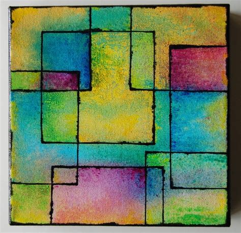 Items Similar To Spring Pastel Geometric Abstract 8x8 Original Acrylic Painting On Gallery