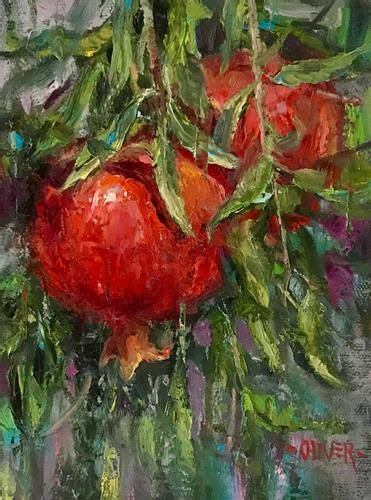 Daily Paintworks Pomegranate Pair Original Fine Art For Sale