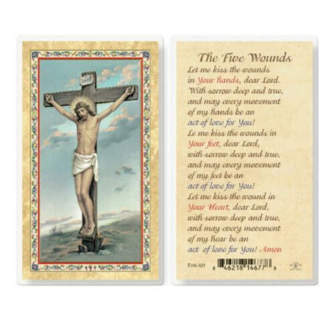 The Five Wounds Gold Stamped Laminated Holy Card 25 Pack Buy