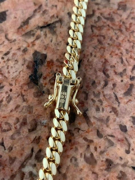 4mm Mens Real Solid 14k Yellow Gold Miami Cuban Link Chain Necklace 23