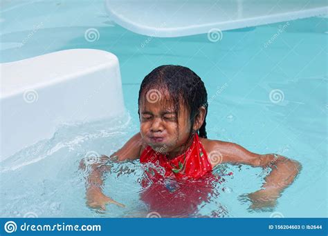 Young Multiracial Girl Child In Pool Stock Image Image Of Girl Child