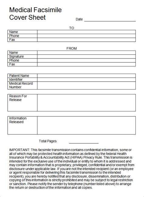 printable fax cover sheet templates samples sample
