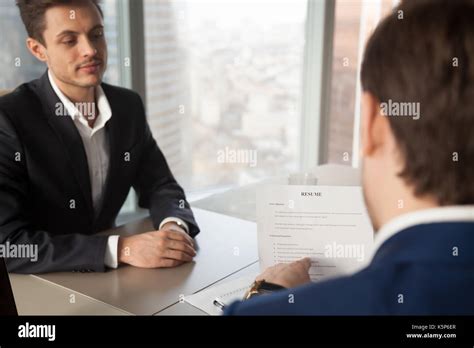 Hr Manager Asking Applicant About Work Experience Stock Photo Alamy