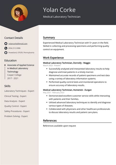Medical Laboratory Technician Resume Example Free Guide