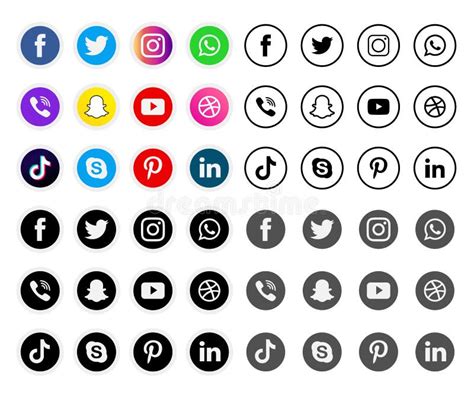 Collection Dicônes Et De Logos De Médias Sociaux Photographie