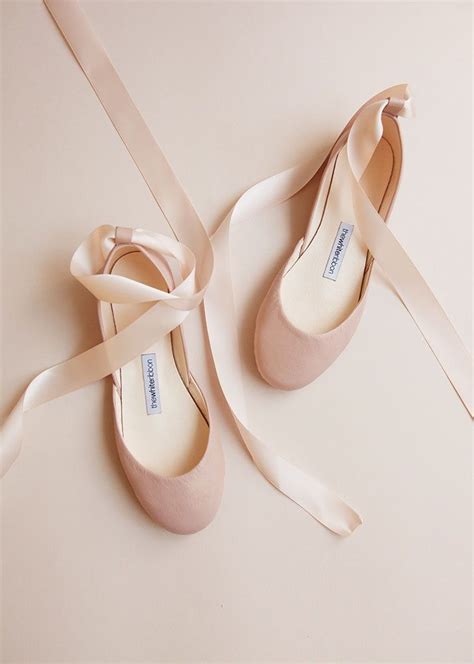 Bridal Ballet Flats With Satin Ribbons Ankle Straps The Luna