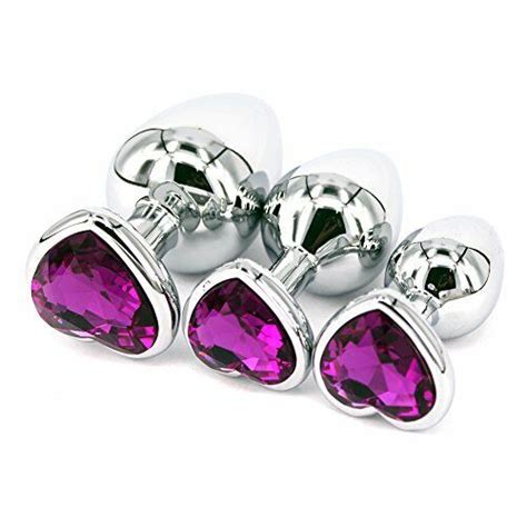 Sex Toy Anal Plug Best For Beginners Purple Heart Jeweled Metal Body