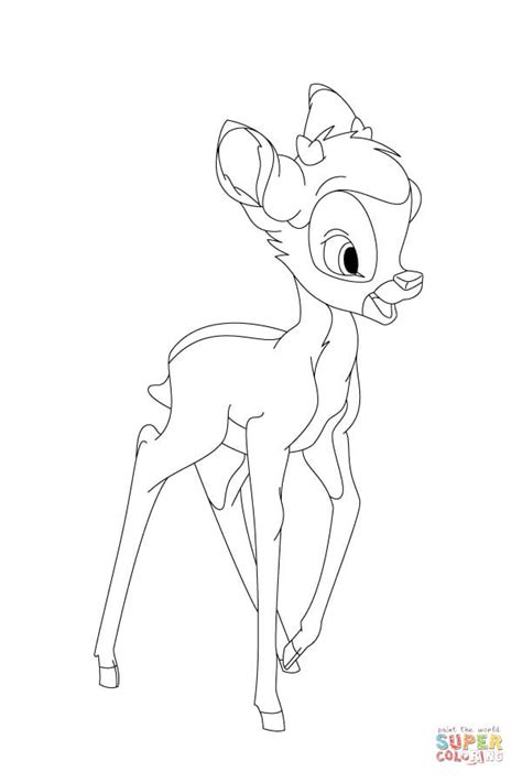 Bambi Is Walking And Is Very Happy Coloring Page Free Printable