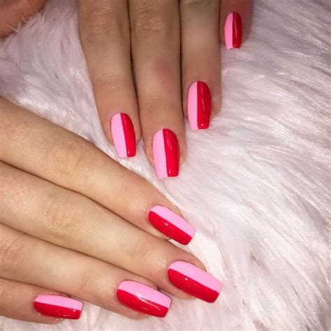 21 Trendiest Pink And Red Nails to Explore - checopie