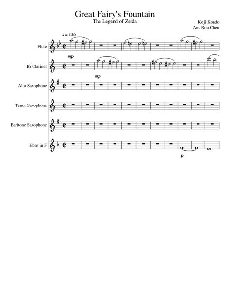 Great Fairys Fountain Sheet Music For Flute Clarinet In B Flat