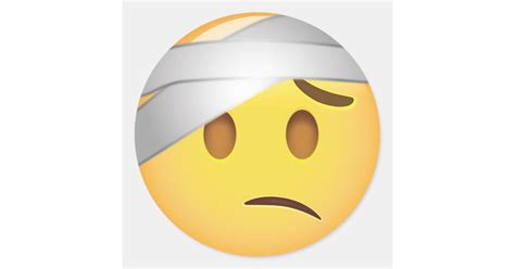 Face With Head Bandage Emoji Classic Round Sticker Zazzle