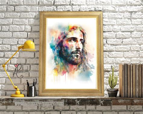 Contemporary Jesus Christ Watercolor Religious Art Christian Etsy