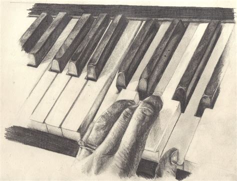 Piano Keyboard Pencil Drawing