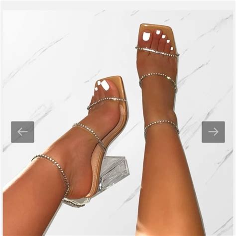 Shoes Simmi London Nude Patent Clear Heal Diamond Accent Brand New