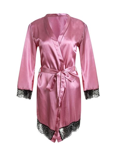 Diconna Women Bathrobe Satin Lady Nightgown Silk Soft Long Lingerie Night Robe Sleepwear