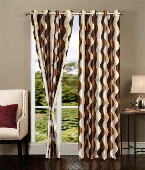 K Decor Set Of 3 Long Door Eyelet Curtains Abstract Brown Buy K Decor Set Of 3 Long Door