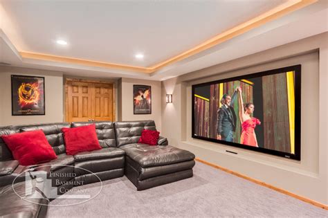 If you own a projector and love home movies, inside or outside, you know how the silver ticket is a permanent mount, so it's best for those looking for a screen that will stay in one place, such as in a basement or rec room. Basement Theater with Projector TV - Contemporary ...