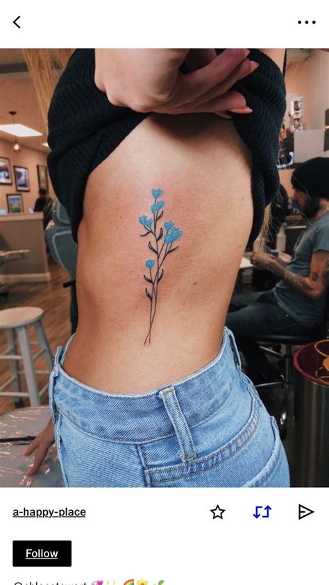 Blue Flower Rib Tat Rib Tattoos For Women Tattoos Flower Tattoo On Ribs