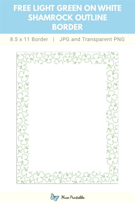Light Green On White Shamrock Outline Page Border Borders For Paper